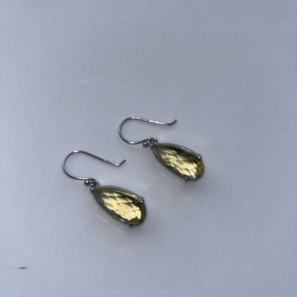 Pear Shape Lemon Quartz Drop & Dangle Earrings - Picture 8 of 11